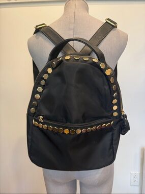 Lantadeli Black Studded Mini Backpack Gold Hardware Excellent Condition